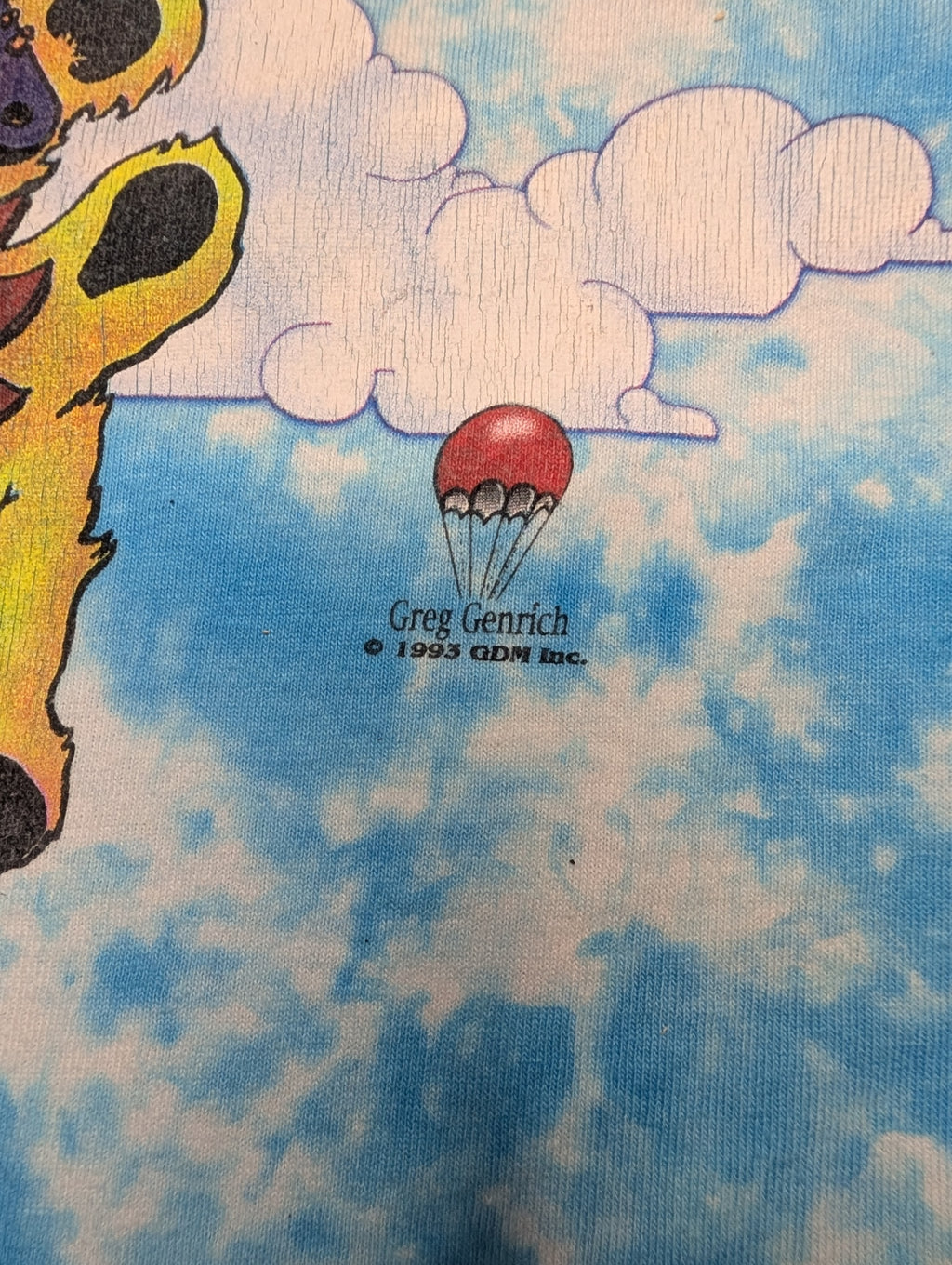 Vintage 1993 Grateful Dead Skydiving Bears T-Shirt XL Liquid Blue
