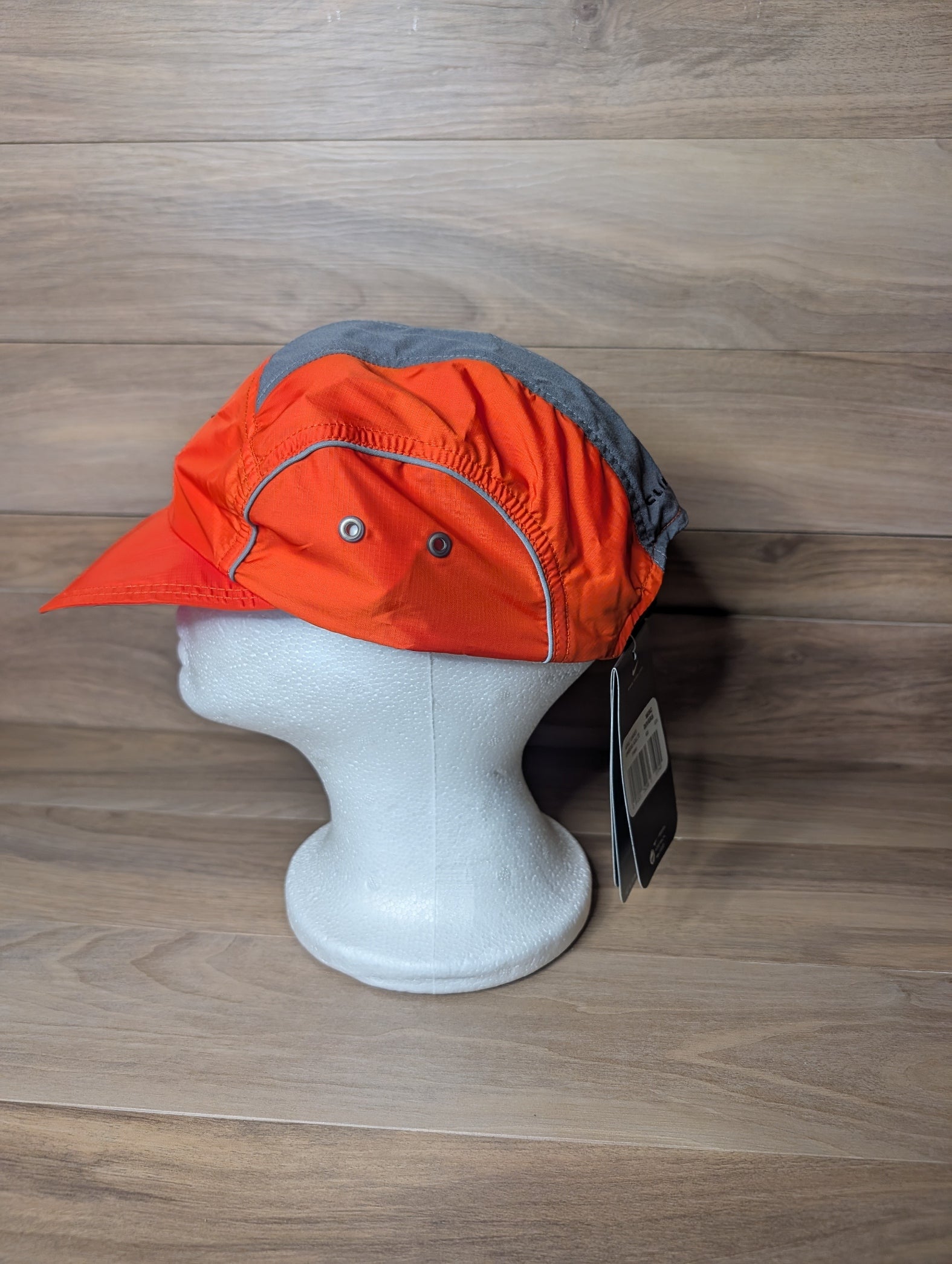 Vintage Nike Clima-Fit 5 Panel Running Hat Orange Grey 3M Reflection Dead Stock