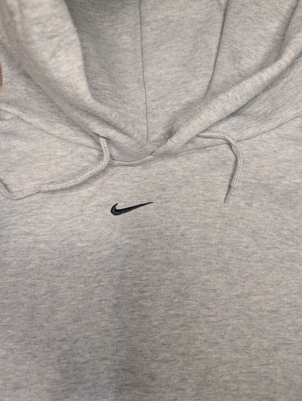 Vintage 90s Nike Centre Swoosh Hoodie — Grey Marl — Made in USA — L