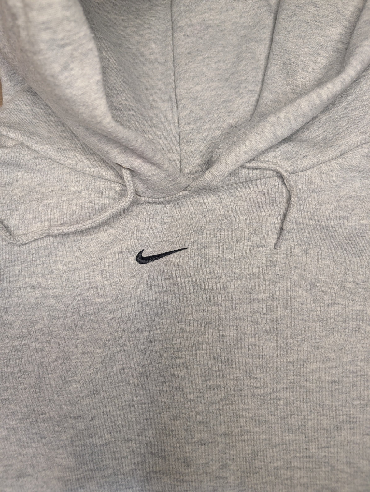 Vintage 90s Nike Centre Swoosh Hoodie — Grey Marl — Made in USA — L