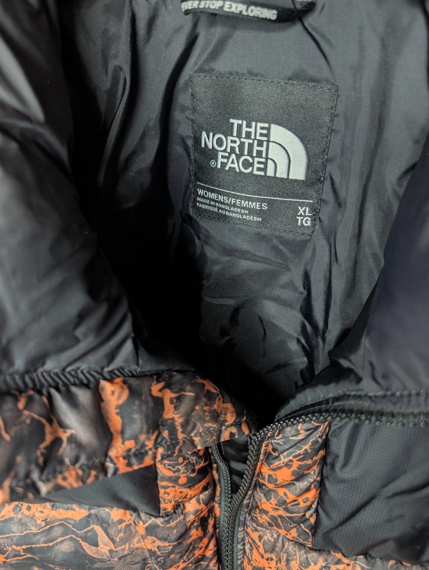 The North Face 1996 Retro Nuptse Gilet — Copper Marble Print — Women's XL