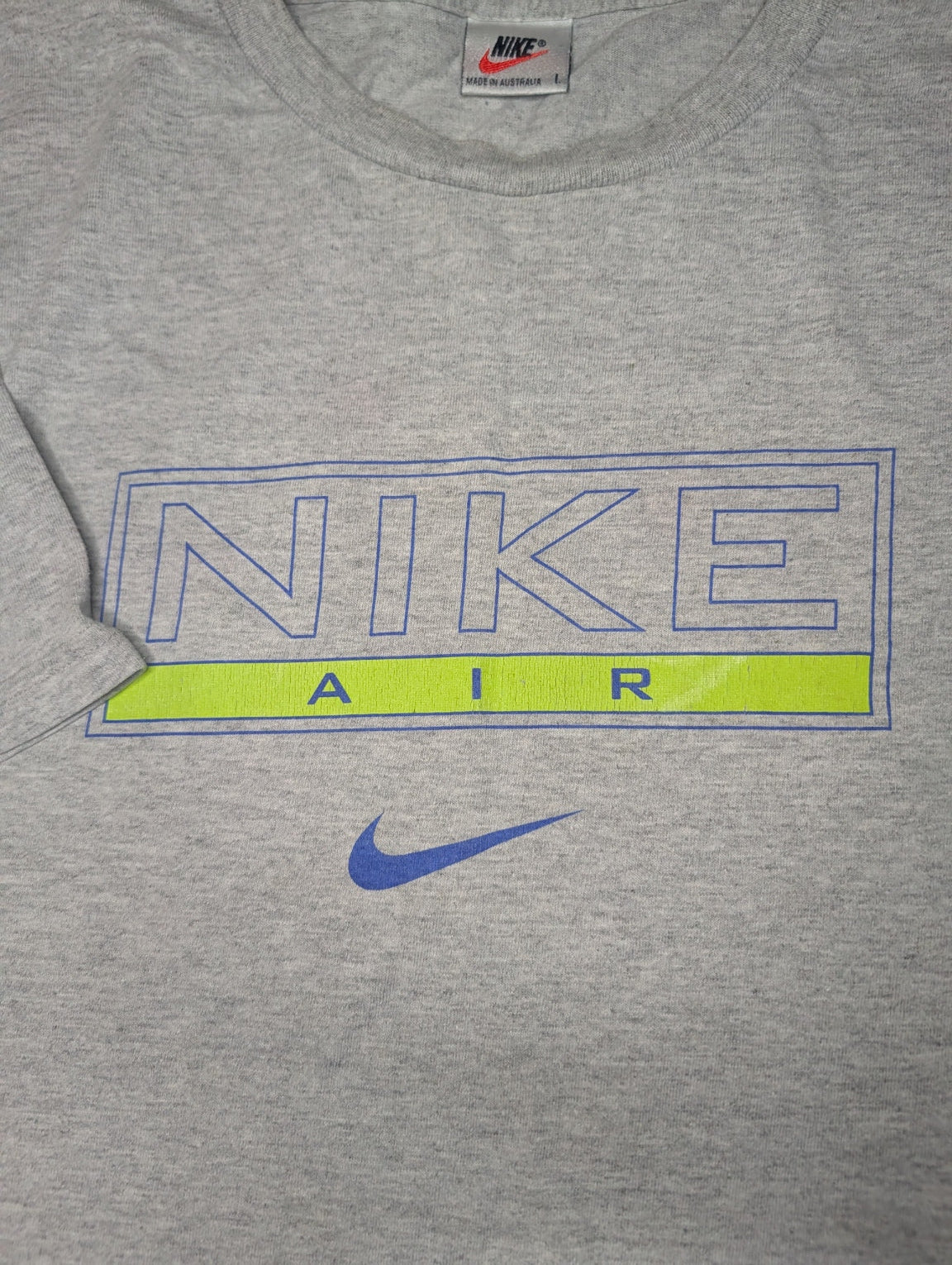 Vintage 90s Nike Air T-Shirt — Grey — Made in Australia — Large