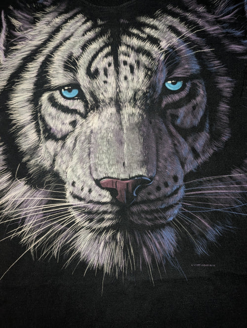 1997 Liquid Blue White Tiger All-Over Print T-Shirt — XL