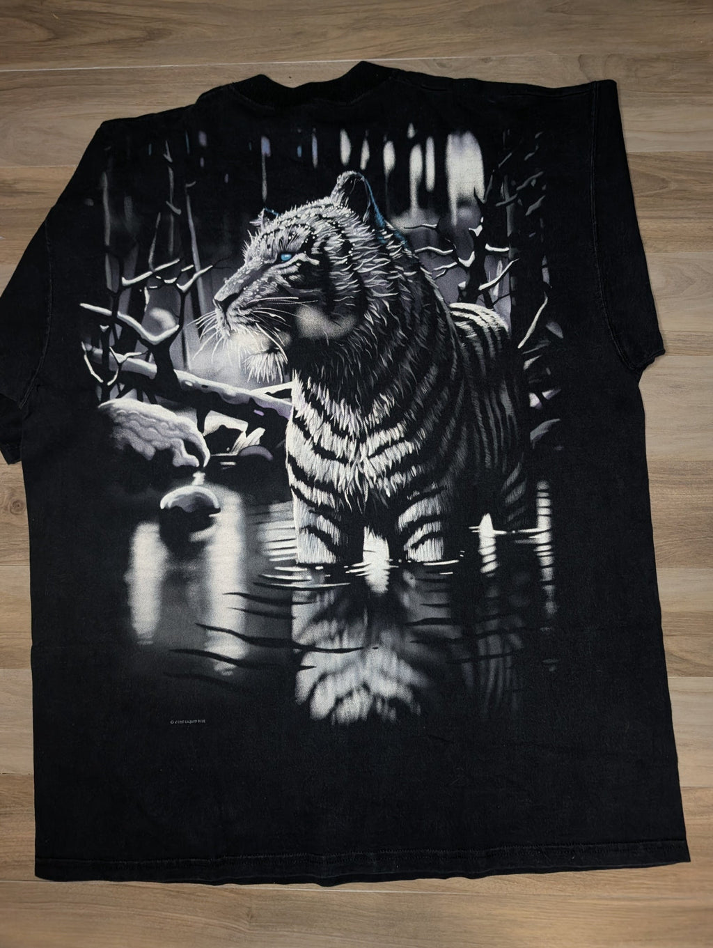 1997 Liquid Blue White Tiger All-Over Print T-Shirt — XL