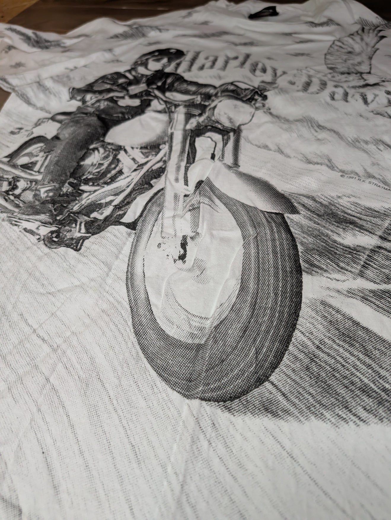 1991 Harley-Davidson AOP T-Shirt — RK Stratman — Hanes Beefy-T — XL