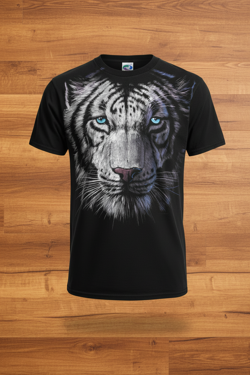 1997 Liquid Blue White Tiger All-Over Print T-Shirt — XL