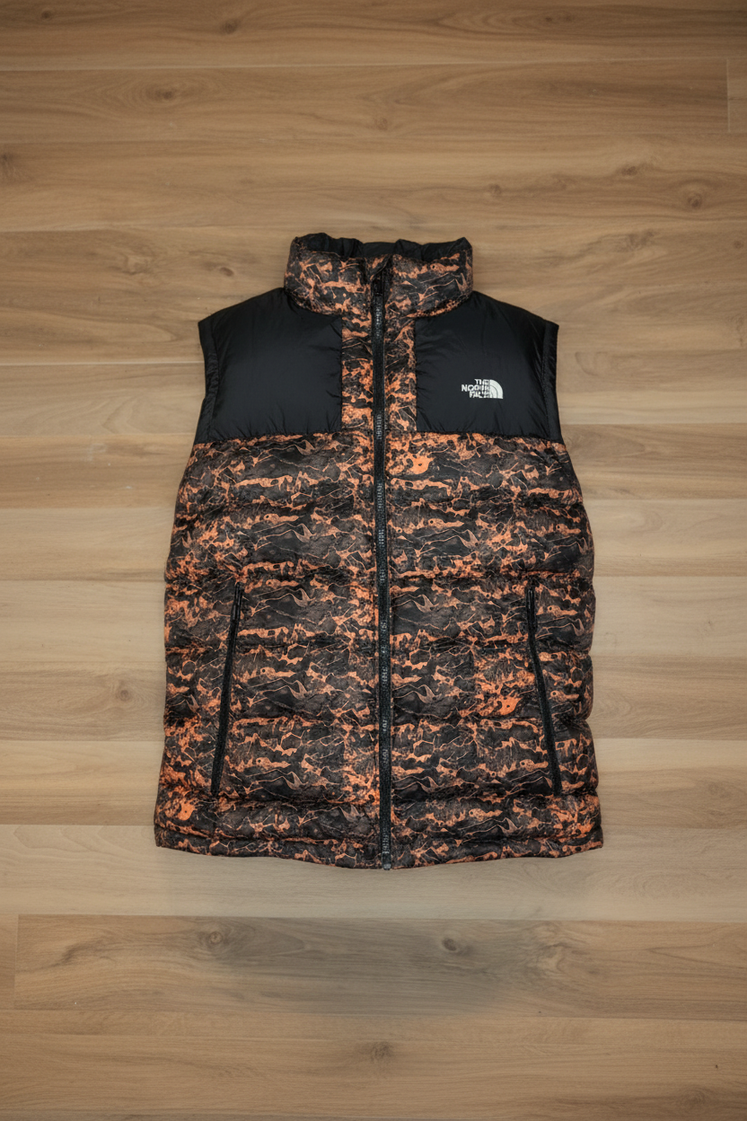 The North Face 1996 Retro Nuptse Gilet — Copper Marble Print — Women's XL